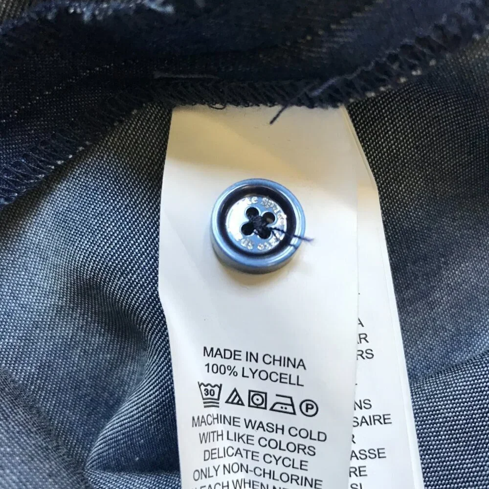 Kate Spade Las Vegas Indigo Griffin Dress Womens 2 Blue Chambray Long Sleeve